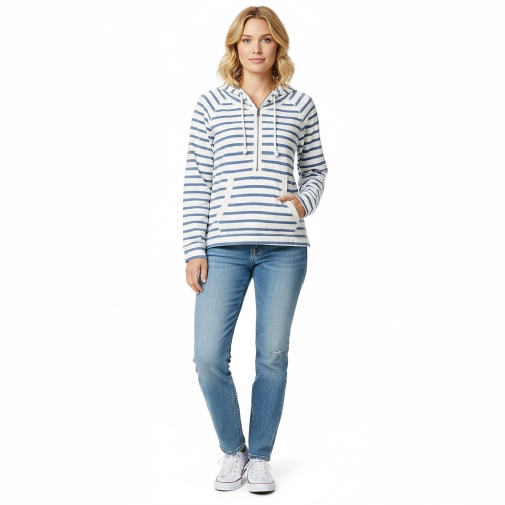 American Eagle Hooded Sweatshirt Navy & White Stripes Size Large - Picture 11 of 11